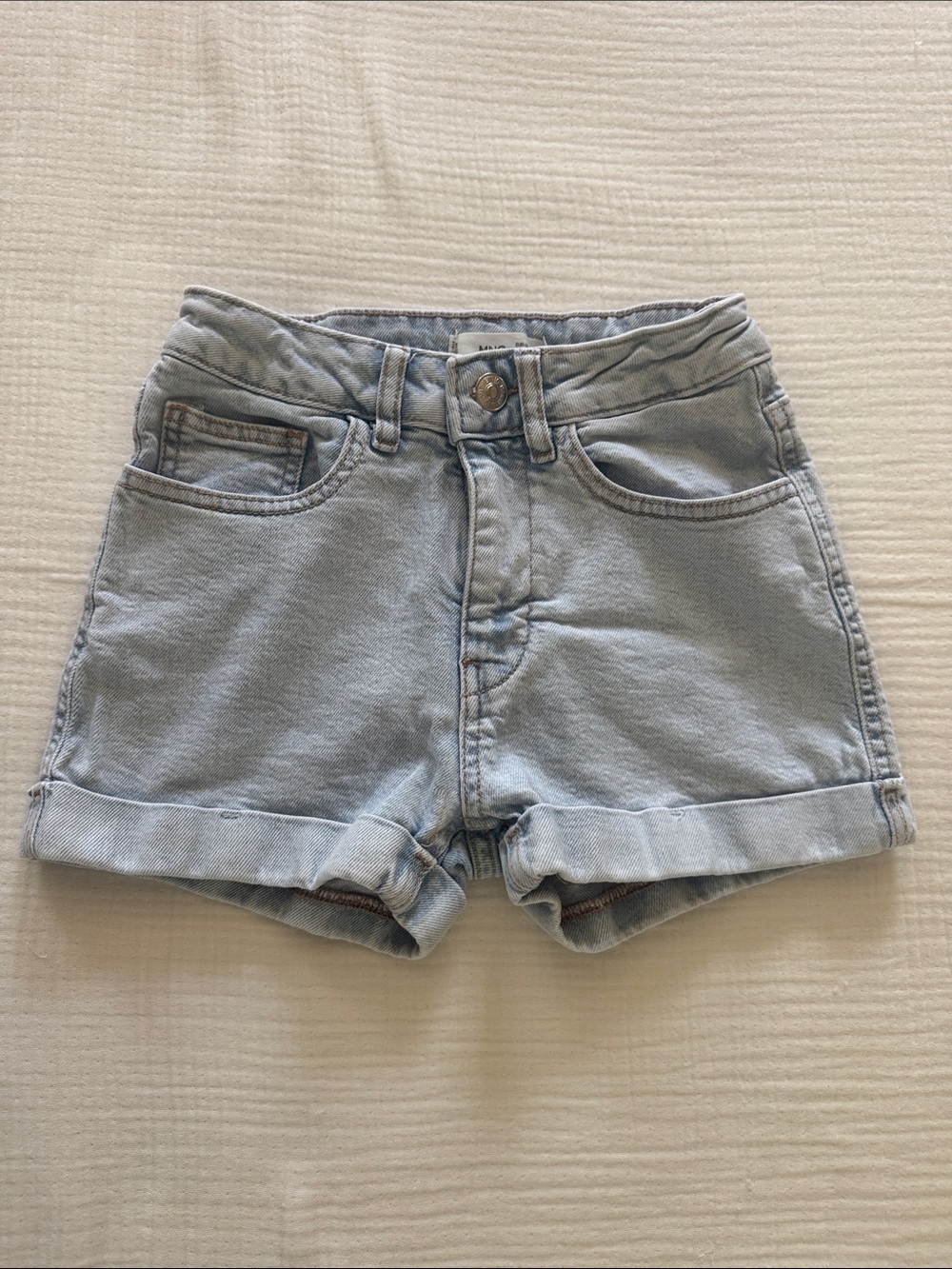 Mango Teen Girl’s Light Blue Denim Rolled Hem Shorts